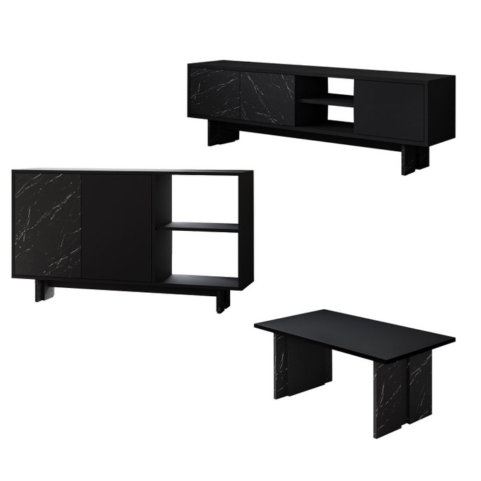 Hanah Home Ravello Juego de Muebles para Sala Mármol Negro
